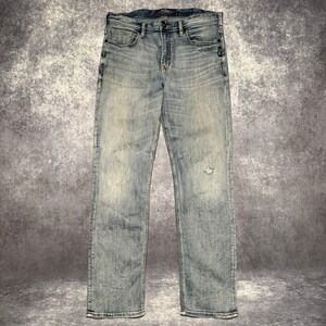 Silver Jeans Co Grayson Straight Leg Light Wash Distressed Blue Jeans 33 x 32